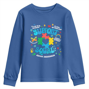 Autism Awareness Support Squad Youth Sweatshirt In April We Wear Blue TS02 Royal Blue Print Your Wear