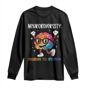 Neurodiversity Brain Long Sleeve Shirt Celebrate The Spectrum Autism Acceptance ASD ADHD TS02 Black Print Your Wear