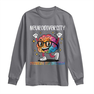 Neurodiversity Brain Long Sleeve Shirt Celebrate The Spectrum Autism Acceptance ASD ADHD TS02 Charcoal Print Your Wear