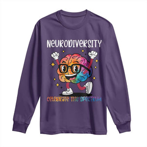 Neurodiversity Brain Long Sleeve Shirt Celebrate The Spectrum Autism Acceptance ASD ADHD TS02 Purple Print Your Wear