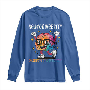 Neurodiversity Brain Long Sleeve Shirt Celebrate The Spectrum Autism Acceptance ASD ADHD TS02 Royal Blue Print Your Wear