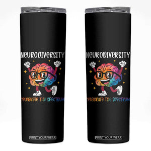 Neurodiversity Brain Skinny Tumbler Celebrate The Spectrum Autism Acceptance ASD ADHD TS02 Black Print Your Wear