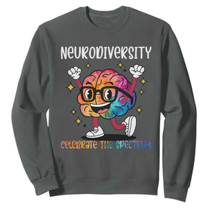 Neurodiversity Brain Sweatshirt Celebrate The Spectrum Autism Acceptance ASD ADHD TS02 Dark Heather Print Your Wear