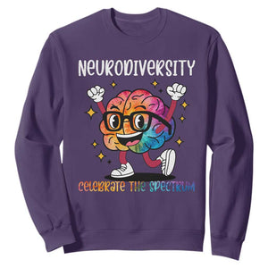 Neurodiversity Brain Sweatshirt Celebrate The Spectrum Autism Acceptance ASD ADHD TS02 Purple Print Your Wear