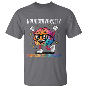 Neurodiversity Brain T Shirt Celebrate The Spectrum Autism Acceptance ASD ADHD TS02 Charcoal Print Your Wear
