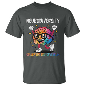 Neurodiversity Brain T Shirt Celebrate The Spectrum Autism Acceptance ASD ADHD TS02 Dark Heather Print Your Wear