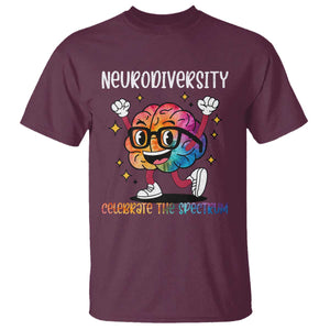 Neurodiversity Brain T Shirt Celebrate The Spectrum Autism Acceptance ASD ADHD TS02 Maroon Print Your Wear