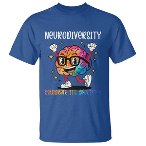Neurodiversity Brain T Shirt Celebrate The Spectrum Autism Acceptance ASD ADHD TS02 Royal Blue Print Your Wear