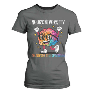 Neurodiversity Brain T Shirt For Women Celebrate The Spectrum Autism Acceptance ASD ADHD TS02 Dark Heather Print Your Wear