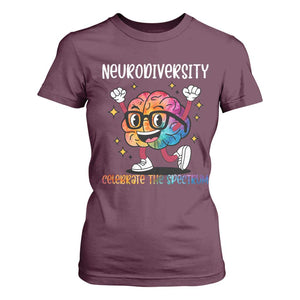 Neurodiversity Brain T Shirt For Women Celebrate The Spectrum Autism Acceptance ASD ADHD TS02 Maroon Print Your Wear