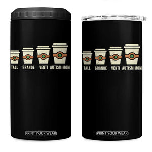 Funny Autism Mom 4 in 1 Can Cooler Tumbler Coffee Support Autistic TS02 One Size: 16 oz Black Print Your Wear