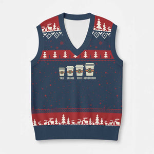Funny Autism Mom V-Neck Knit Sweater Vest Coffee Support Autistic TS02 Navy Red Print Your Wear
