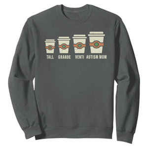 Funny Autism Mom Sweatshirt Coffee Support Autistic TS02 Dark Heather Print Your Wear