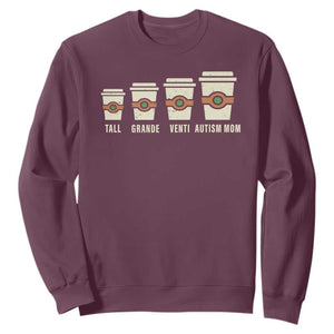 Funny Autism Mom Sweatshirt Coffee Support Autistic TS02 Maroon Print Your Wear