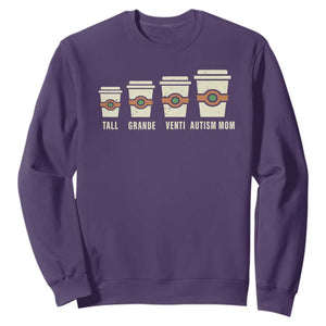 Funny Autism Mom Sweatshirt Coffee Support Autistic TS02 Purple Print Your Wear