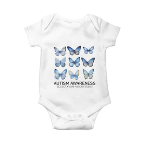 Autism Awareness Blue Butterflies Baby Onesie Accept Love Understand TS02 White Print Your Wear