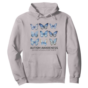Autism Awareness Blue Butterflies Hoodie Accept Love Understand TS02 Ice Gray Print Your Wear