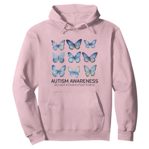 Autism Awareness Blue Butterflies Hoodie Accept Love Understand TS02 Light Pink Print Your Wear