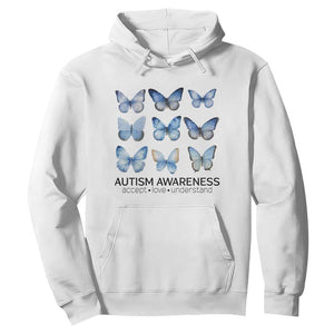 Autism Awareness Blue Butterflies Hoodie Accept Love Understand TS02 White Print Your Wear