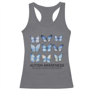 Autism Awareness Blue Butterflies Racerback Tank Top Accept Love Understand TS02 Charcoal Print Your Wear