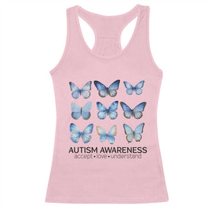 Autism Awareness Blue Butterflies Racerback Tank Top Accept Love Understand TS02 Light Pink Print Your Wear