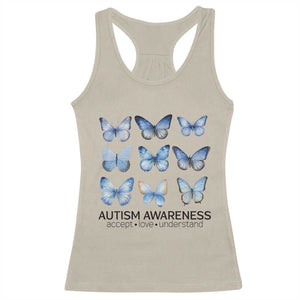 Autism Awareness Blue Butterflies Racerback Tank Top Accept Love Understand TS02 Sand Print Your Wear