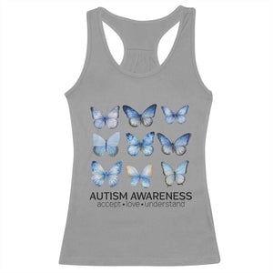 Autism Awareness Blue Butterflies Racerback Tank Top Accept Love Understand TS02 Sport Gray Print Your Wear