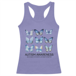 Autism Awareness Blue Butterflies Racerback Tank Top Accept Love Understand TS02 Violet Print Your Wear
