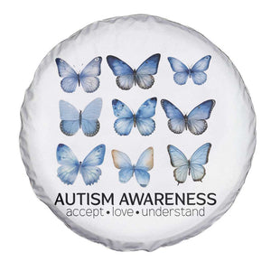 Autism Awareness Blue Butterflies Spare Tire Cover Accept Love Understand TS02 Print Your Wear