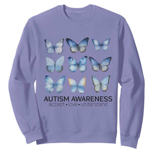 Autism Awareness Blue Butterflies Sweatshirt Accept Love Understand TS02 Violet Print Your Wear