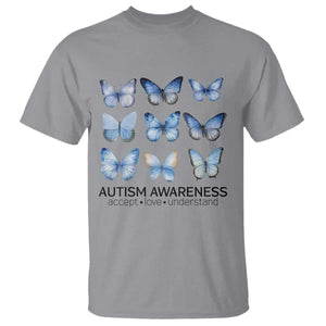 Autism Awareness Blue Butterflies T Shirt Accept Love Understand TS02 Sport Gray Print Your Wear