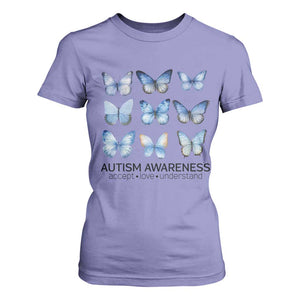Autism Awareness Blue Butterflies T Shirt For Women Accept Love Understand TS02 Violet Print Your Wear