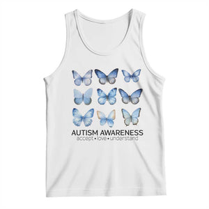 Autism Awareness Blue Butterflies Tank Top Accept Love Understand TS02 White Print Your Wear