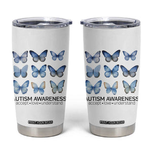 Autism Awareness Blue Butterflies Tumbler Cup Accept Love Understand TS02 White Print Your Wear