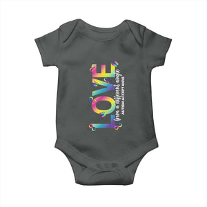 Autism Acceptance Baby Onesie Love From a Different Angle Rainbow Infinity TS02 Dark Heather Print Your Wear