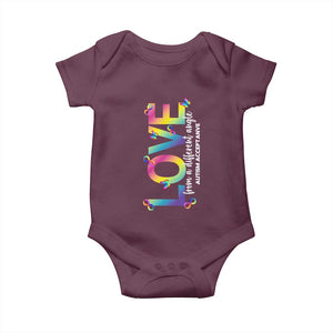 Autism Acceptance Baby Onesie Love From a Different Angle Rainbow Infinity TS02 Maroon Print Your Wear