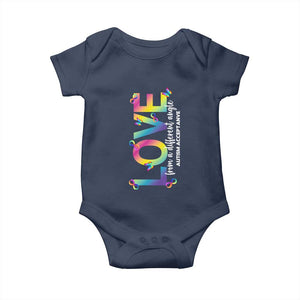 Autism Acceptance Baby Onesie Love From a Different Angle Rainbow Infinity TS02 Navy Print Your Wear