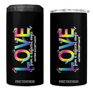 Autism Acceptance 4 in 1 Can Cooler Tumbler Love From a Different Angle Rainbow Infinity TS02 One Size: 16 oz Black Print Your Wear
