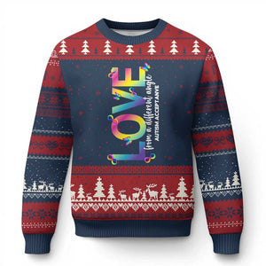 Autism Acceptance Ugly Christmas Sweater Love From a Different Angle Rainbow Infinity TS02 Navy Red Print Your Wear