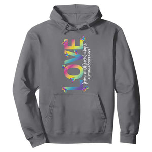 Autism Acceptance Hoodie Love From a Different Angle Rainbow Infinity TS02 Charcoal Print Your Wear
