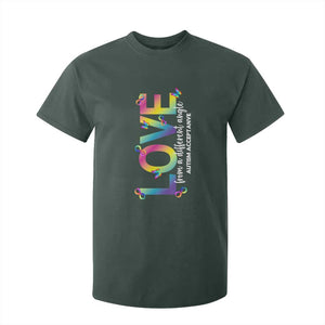 Autism Acceptance T Shirt For Kid Love From a Different Angle Rainbow Infinity TS02 Dark Forest Green Print Your Wear