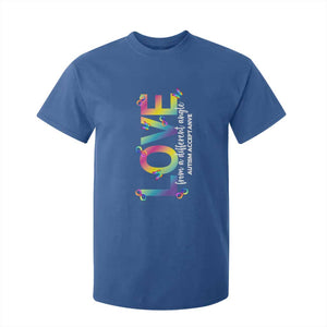 Autism Acceptance T Shirt For Kid Love From a Different Angle Rainbow Infinity TS02 Royal Blue Print Your Wear
