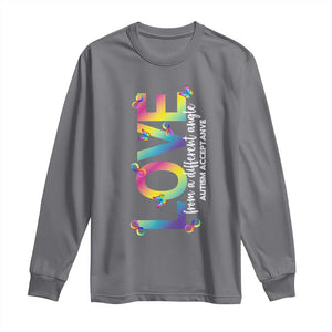 Autism Acceptance Long Sleeve Shirt Love From a Different Angle Rainbow Infinity TS02 Charcoal Print Your Wear