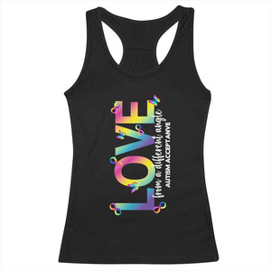 Autism Acceptance Racerback Tank Top Love From a Different Angle Rainbow Infinity TS02 Black Print Your Wear