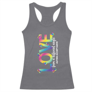 Autism Acceptance Racerback Tank Top Love From a Different Angle Rainbow Infinity TS02 Charcoal Print Your Wear