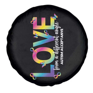 Autism Acceptance Spare Tire Cover Love From a Different Angle Rainbow Infinity TS02 Print Your Wear