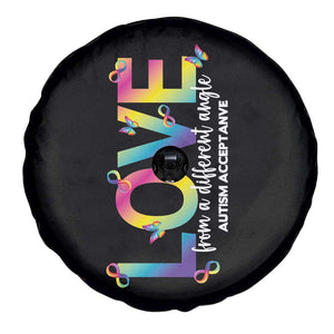 Autism Acceptance Spare Tire Cover Love From a Different Angle Rainbow Infinity TS02 Print Your Wear