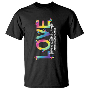 Autism Acceptance T Shirt Love From a Different Angle Rainbow Infinity TS02 Black Print Your Wear