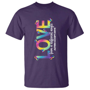 Autism Acceptance T Shirt Love From a Different Angle Rainbow Infinity TS02 Purple Print Your Wear
