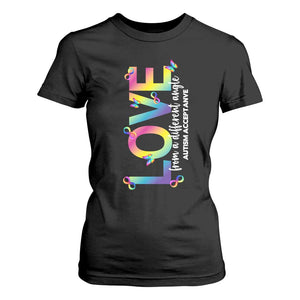 Autism Acceptance T Shirt For Women Love From a Different Angle Rainbow Infinity TS02 Black Print Your Wear